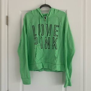 VS PINK green zip up sweatshirt